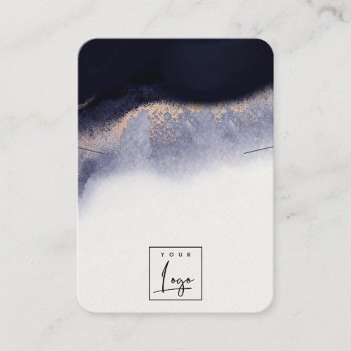 Abstract Navy Gold Watercolor Necklace Display Business Card