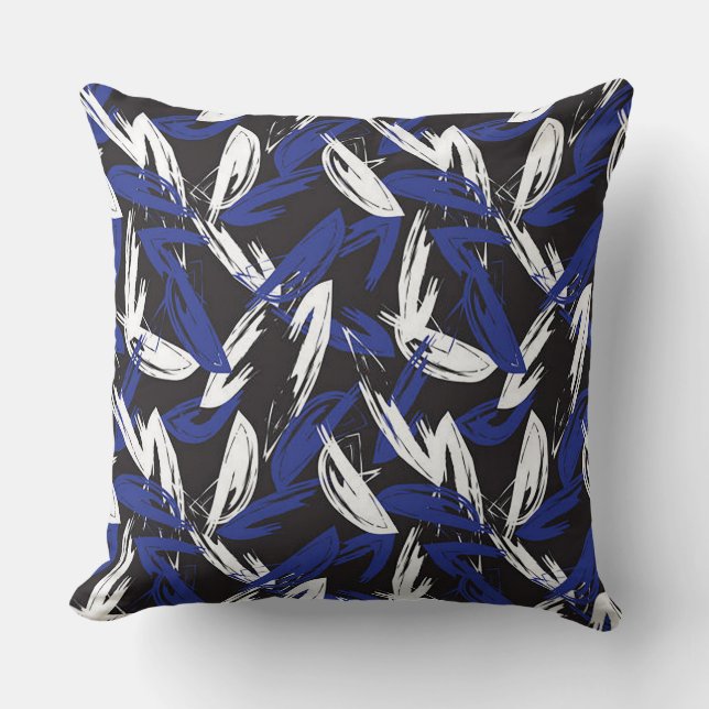 Abstract Navy Indoor/Outdoor Throw Pillow (Front)