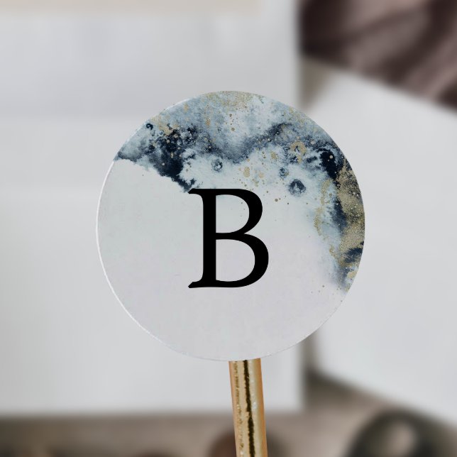 Abstract Navy Monogram Wedding Envelope Seals (Creator Uploaded)