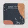 Abstract Navy Orange Leafy Foliage Earring Display Square Business Card
