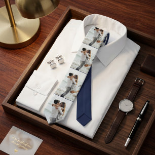 Abstract Navy Photo Collage Personalized Family Neck Tie