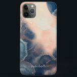 Abstract Navy, Pink & Mint Watercolor Agate Name iPhone 11 Pro Max Case<br><div class="desc">Stylish and trendy phone case design featuring our abstract agate-inspired watercolor artwork. Blush pink,  navy,  blues,  and mint color pigments bleed together to create this abstract style watercolor artwork. A beautiful phone case customized with a name for a truly personalized piece. Original artwork by Moodthology Papery.</div>