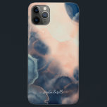 Abstract Navy, Pink & Mint Watercolor Agate Name iPhone 11 Pro Max Case<br><div class="desc">Stylish and trendy phone case design featuring our abstract agate-inspired watercolor artwork. Blush pink,  navy,  blues,  and mint color pigments bleed together to create this abstract style watercolor artwork. A beautiful phone case customized with a name for a truly personalized piece. Original artwork by Moodthology Papery.</div>