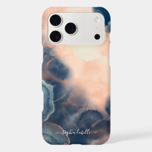 Abstract Navy, Pink & Mint Watercolor Agate Name iPhone 17 Pro Max Case