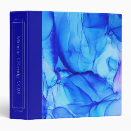 Abstract Navy Purple Agate Custom Alcohol Ink 3 Ring Binder