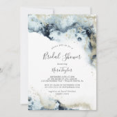 Abstract Navy Watercolor Bridal Shower Invitation (Front)