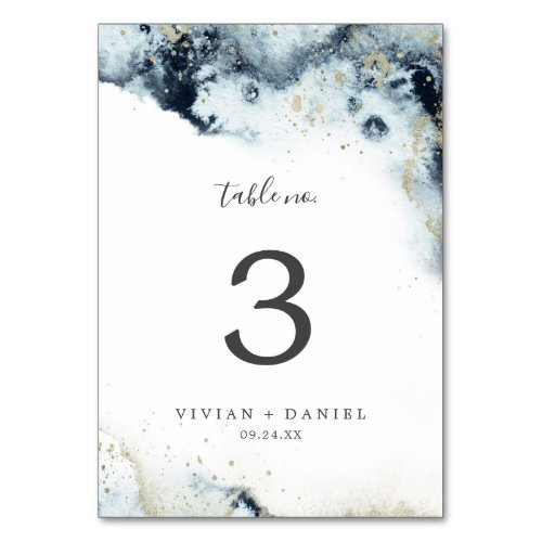 Abstract Navy Watercolor Table Number