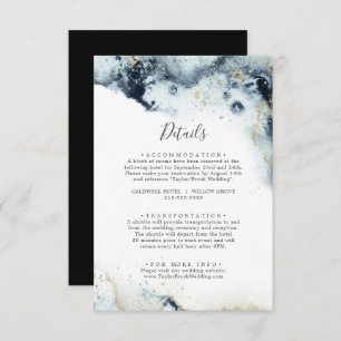 Abstract Navy Watercolor Wedding Details Enclosure Card