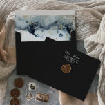 Abstract Navy Watercolor Wedding Invitation Envelope<br><div class="desc">This abstract navy watercolor wedding invitation envelope is perfect for a modern wedding. The moody and elegant design features dark navy blue and a dusty slate blue watercolor with splashes of gold glitter, creating an outer space and the night sky feel. Personalize the envelope flap with your return address. These...</div>