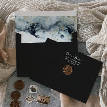 Abstract Navy Watercolor Wedding Invitation Envelope