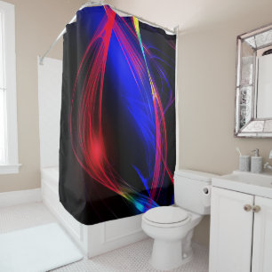 Abstract Neaon Color Lights Black Shower Curtain