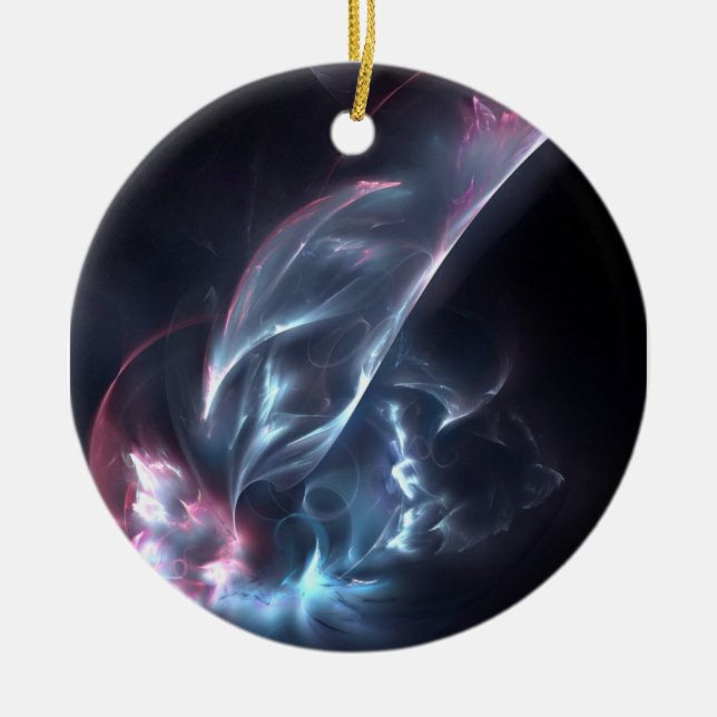Abstract Nebula Blue and Purple Ceramic Ornament (Front)