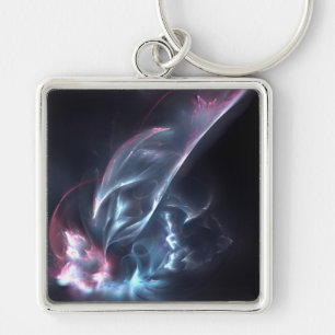 Abstract Nebula Blue and Purple Keychain