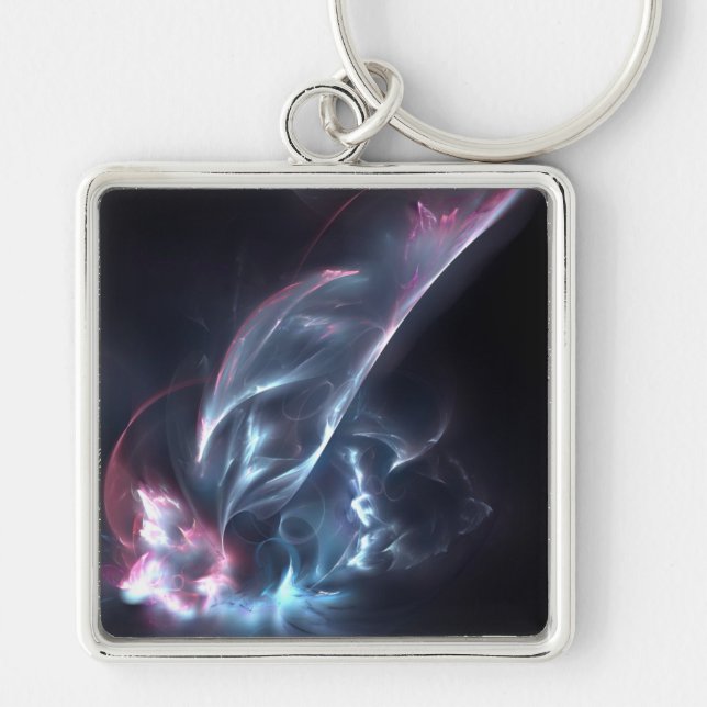 Abstract Nebula Blue and Purple Keychain (Front)