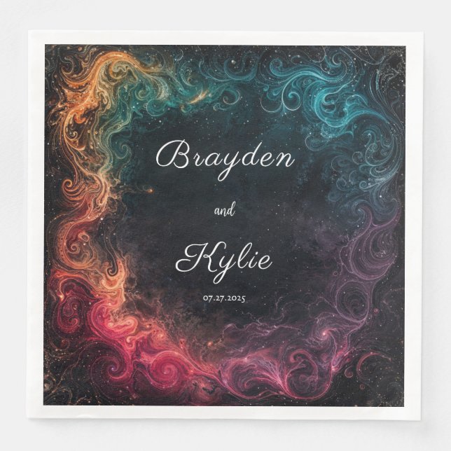 Abstract Nebula Cosmic Swirl Colorful Galaxy Paper Dinner Napkins (Front)