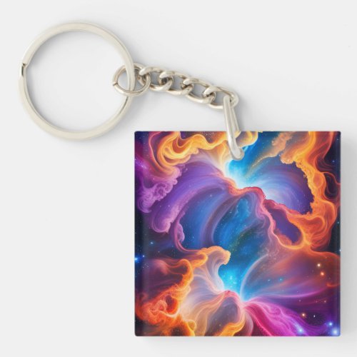 Abstract Nebula Radiant Space Clusters Clouds Keychain