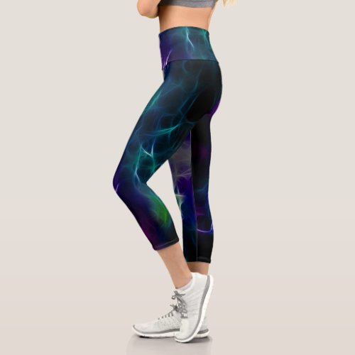 Abstract Nebulous Fractal Capri Leggings