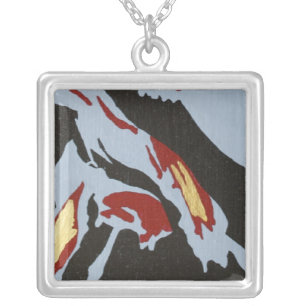 Abstract Necklace with Red, Gray, Black, Gold