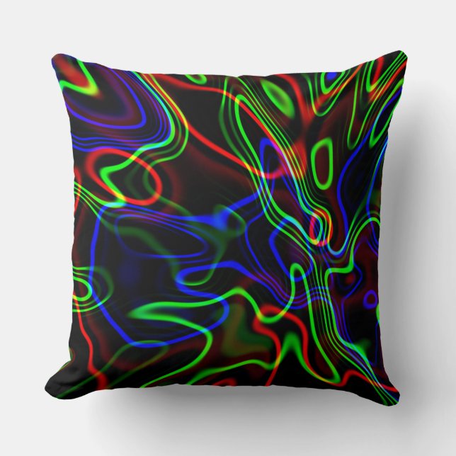 Abstract Neon Art 1&2 Options Throw Pillow (Front)
