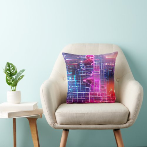 Abstract neon art  T_Shirt Throw Pillow