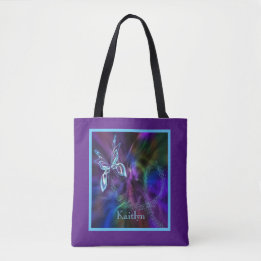 Abstract Neon Blue Purple Bright Butterfly Tote Bag