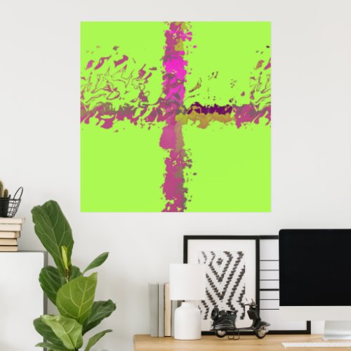 Abstract Neon Bright Colors Pattern Poster