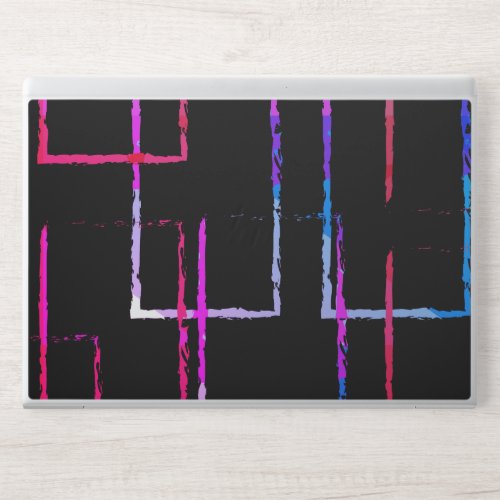 Abstract Neon Circuit Lines on a Black Background HP Laptop Skin