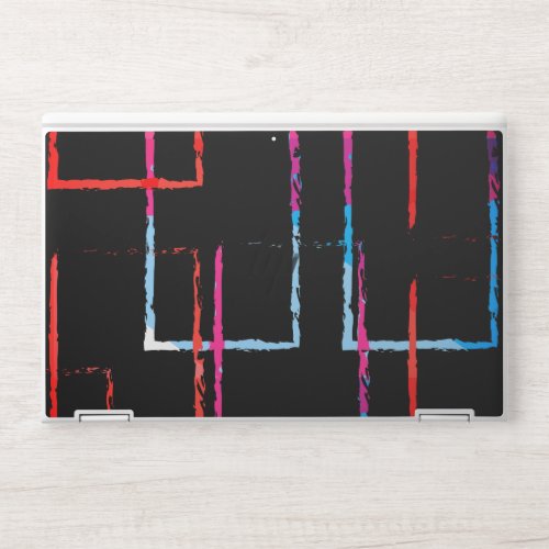 Abstract Neon Circuit Lines on a Black Background HP Laptop Skin