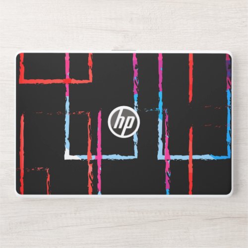 Abstract Neon Circuit Lines on a Black Background HP Laptop Skin