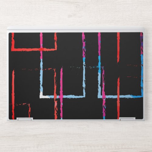 Abstract Neon Circuit Lines on a Black Background HP Laptop Skin