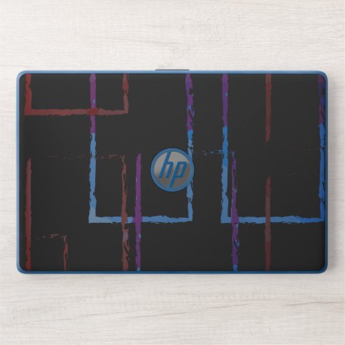 Abstract Neon Circuit Lines on a Black Background HP Laptop Skin