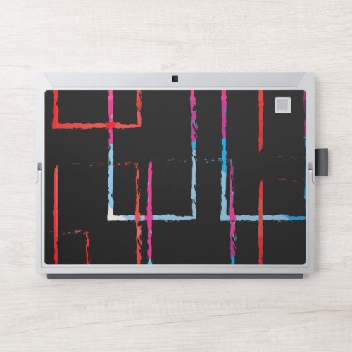 Abstract Neon Circuit Lines on a Black Background HP Laptop Skin