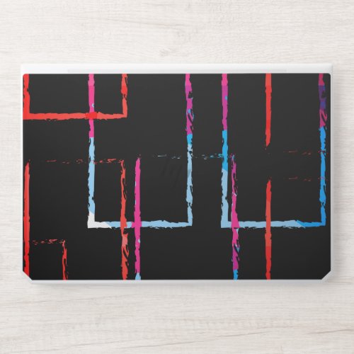 Abstract Neon Circuit Lines on a Black Background HP Laptop Skin