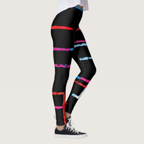 Abstract Neon Circuit Lines on a Black Background Leggings