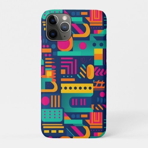 Abstract neon colors and geometric bohemian shapes iPhone 11 pro case