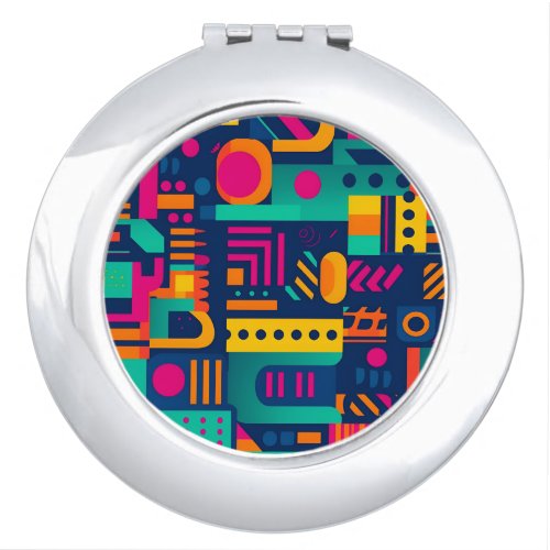 Abstract neon colors and geometric bohemian shapes compact mirror