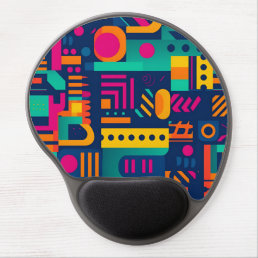Abstract neon colors and geometric bohemian shapes gel mouse pad