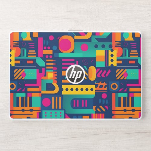 Abstract neon colors and geometric bohemian shapes HP laptop skin