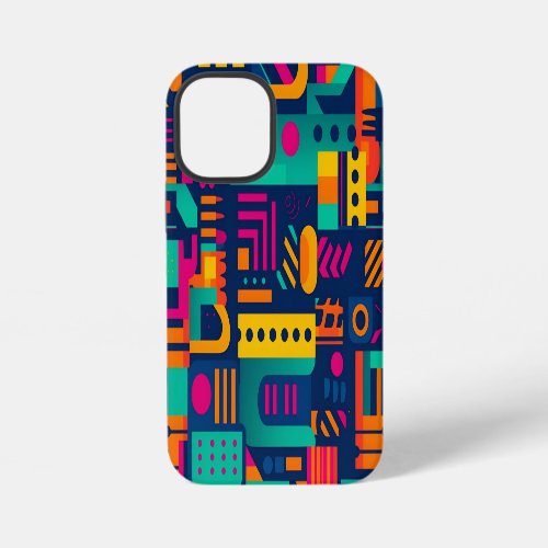 Abstract neon colors and geometric bohemian shapes iPhone 12 mini case