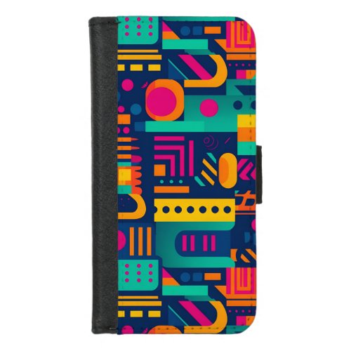 Abstract neon colors and geometric bohemian shapes iPhone 87 wallet case