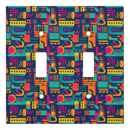 Abstract neon colors and geometric bohemian shapes light switch cover
