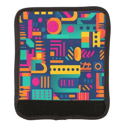 Abstract neon colors and geometric bohemian shapes luggage handle wrap