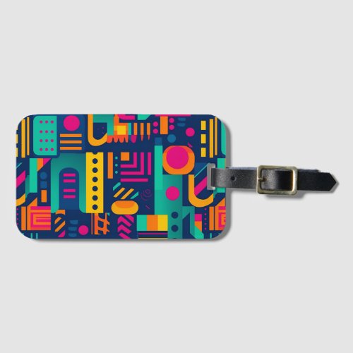 Abstract neon colors and geometric bohemian shapes luggage tag
