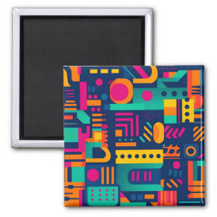Abstract neon colors and geometric bohemian shapes magnet