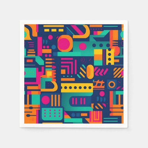 Abstract neon colors and geometric bohemian shapes napkins