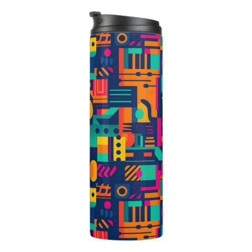 Abstract neon colors and geometric bohemian shapes thermal tumbler