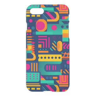 Abstract neon colors and geometric bohemian shapes iPhone SE/8/7 case