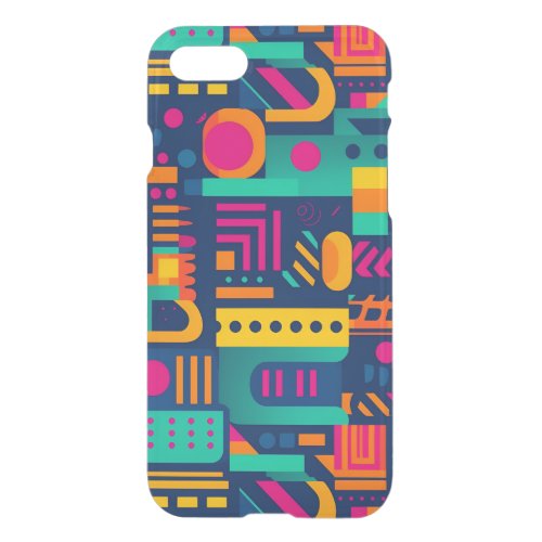 Abstract neon colors and geometric bohemian shapes iPhone SE87 case