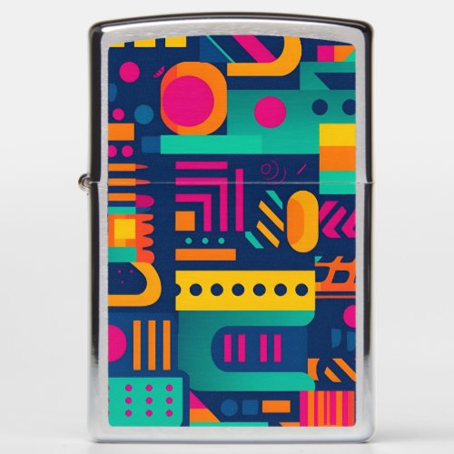 Abstract neon colors and geometric bohemian shapes zippo lighter