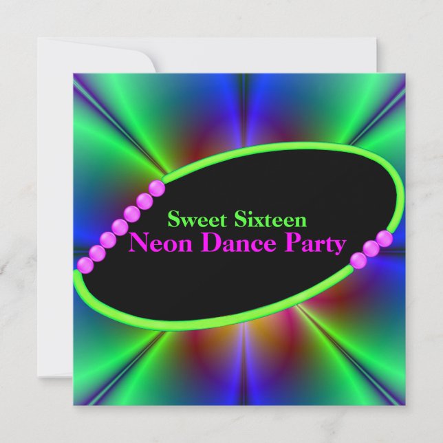 Abstract Neon Custom Party Invitation (Front)